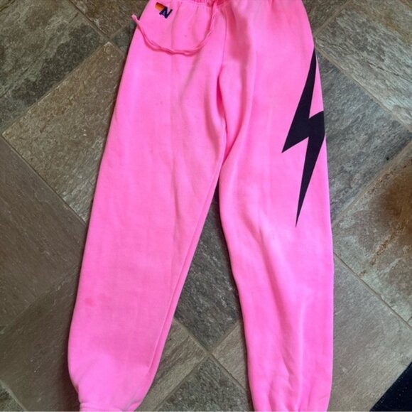 Aviator Nation Neon Pink Bolt Sweatpants Size S - Picture 1 of 7